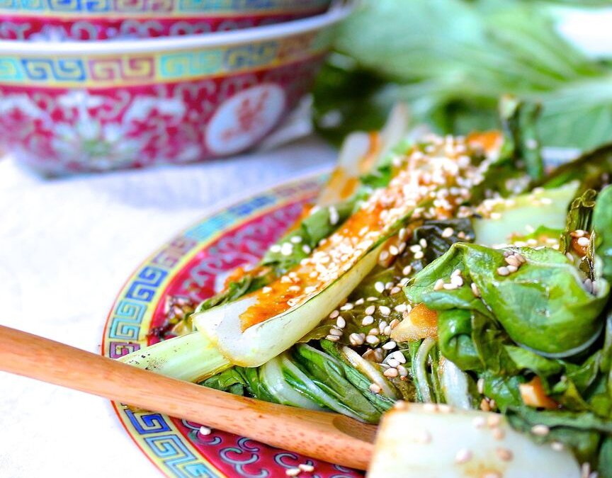 Sesame Ginger Garlic Glazed Bok Choy