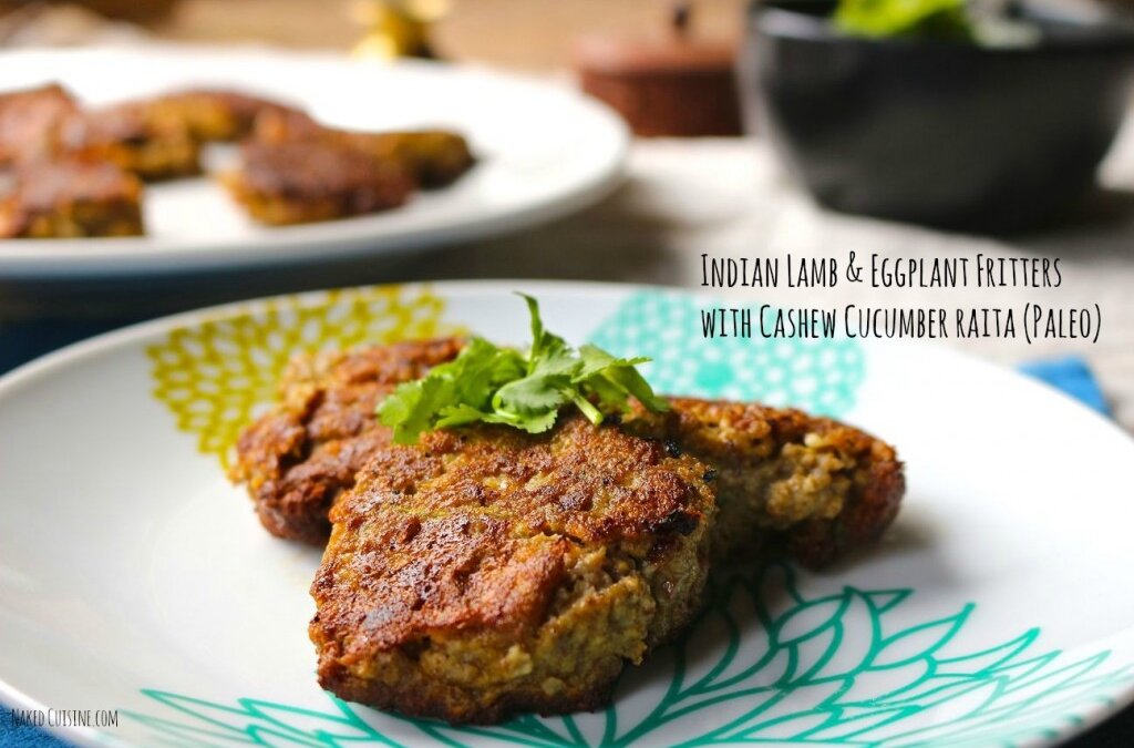 Indian Lamb & Eggplant Fritters with Cashew Cucumber Raita